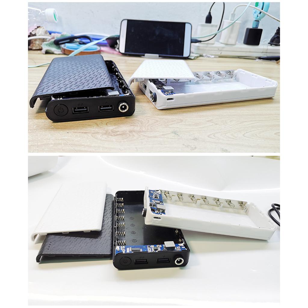 Dayanıklı Çift USB Çıkışlı DIY 7x18650 Pil Kutusu DC Çıkış 9V/12V Plastik Şarj Kutusu Çıkarılamaz Powerbank Kabuğu