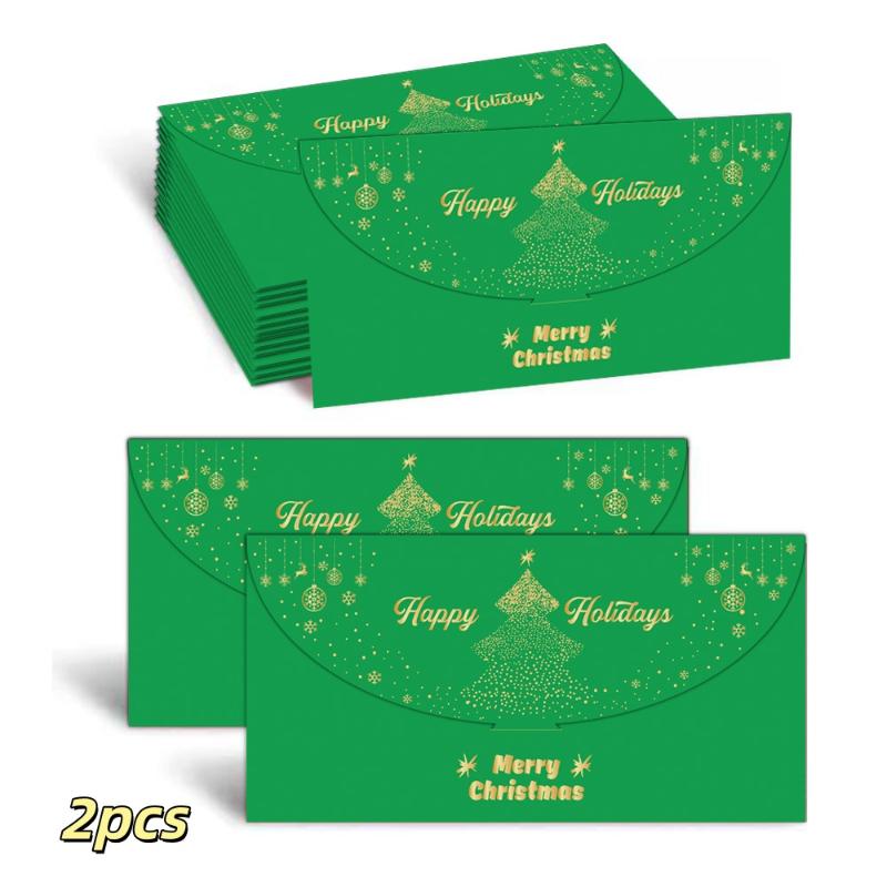 2/5Pcs Gold Foil Designed Red Envelope Bags Christmas Blessing Lucky Money Bags Christmas Party Supplies Happy New Year Gifts