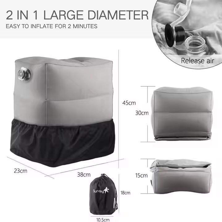 Inflatable Three-layer Travel Pillow Foot Rest Kids Airplane Sleep Sit Bed Car Height Adjustable Flight Sleeping Resting Pad