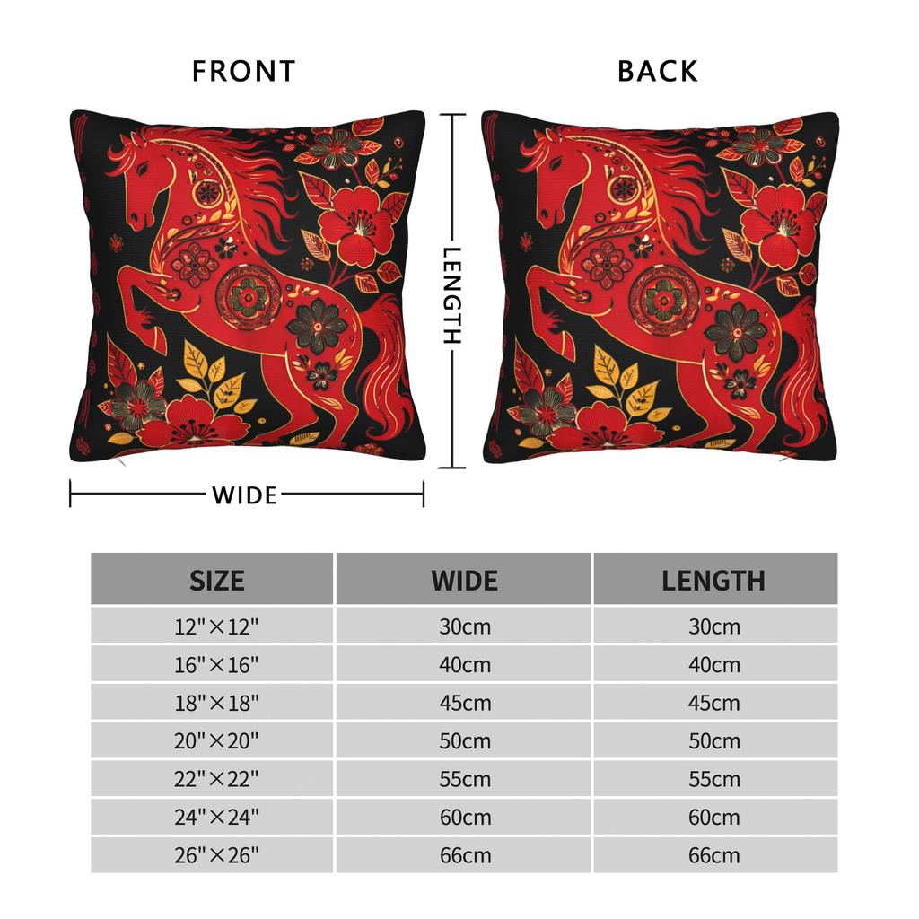 Years Of The Horse Lunar Zodiac Happy Chinese New Year Pillow Cover Pillow Case For Office Car Home Decor Pillowcases Gift