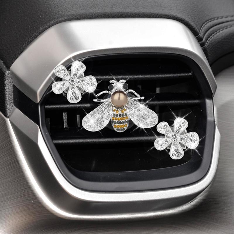 

Пчела зажимы для автомобильного воздуховода Bling Flower зажимы для освежителя кондиционера автомобиля Стразы Кристалл Декор для автомобильного воздуховода Автомобильные аксессуары серебряный
