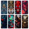 Japan Samurai Oni Mask Transparent Cover for Samsung Galaxy S24 S23 S22 S20 S21 FE Ultra S24 S23 S10 S9 Plus Soft TPU Phone Case