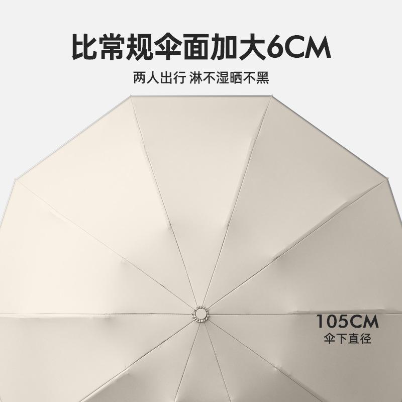 Nouveau parapluie inversé automatique à 10 baleines en vinyle double couche, manche à agencement de couleurs à double usage pour le temps et la pluie, trois plis