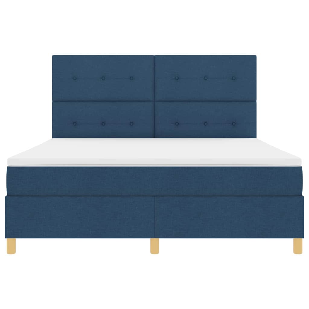 Boxspring Bed with Headboard Blue 180 X 200 Cm Fabric