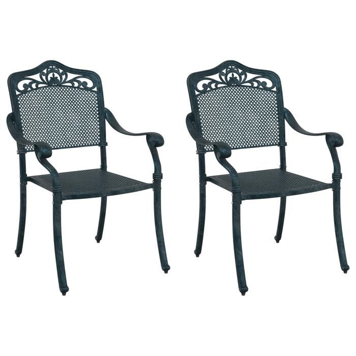 Chaises de jardin vidaXL 2 pièces en aluminium vert 42002381