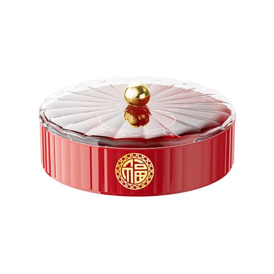 

Single/Double/Triple Layer Divided Serving Tray with Lid Chinese New Year Serving Bowl Decorative Dessert Dish Snacks Platter for Spring Festival Single Layer