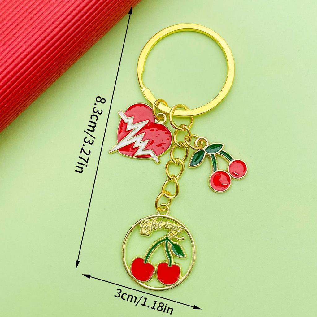Red Cherry Pearl Resin Keychain Pendant