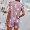 Women's Printed T-Shirt and Shorts Two-Piece Set - Comfortable, Casual, Sexy Homewear