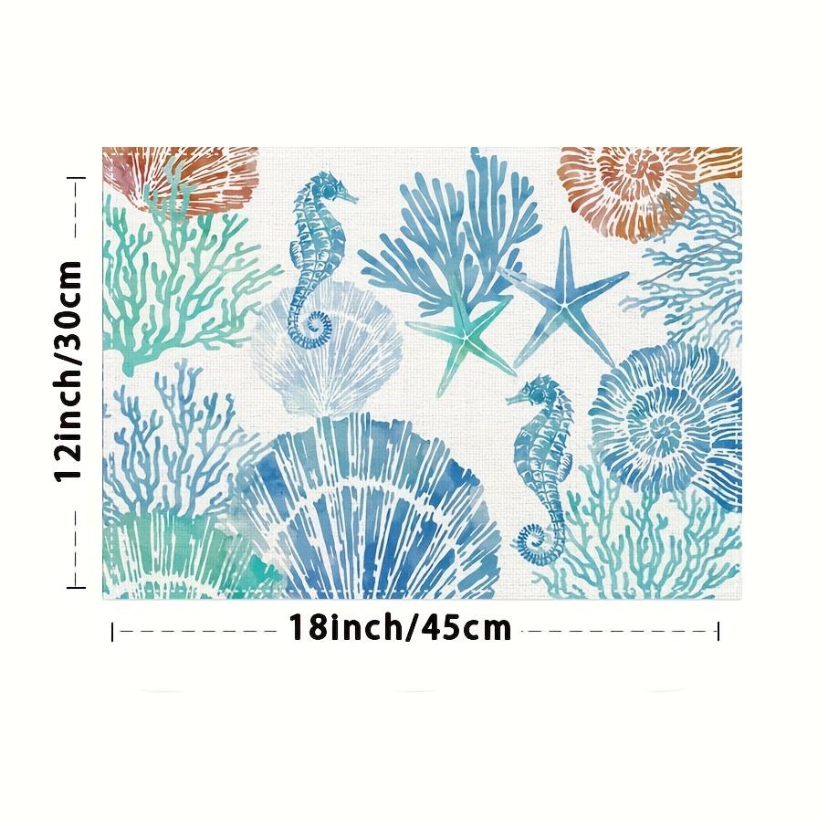 4/6pcs Set Summer Ocean Theme Pattern Placemats, Seasonal Daily Holiday Decor, Suitable for Home Kitchen Dining Party Indoor Outdoor Decoration, 12x18