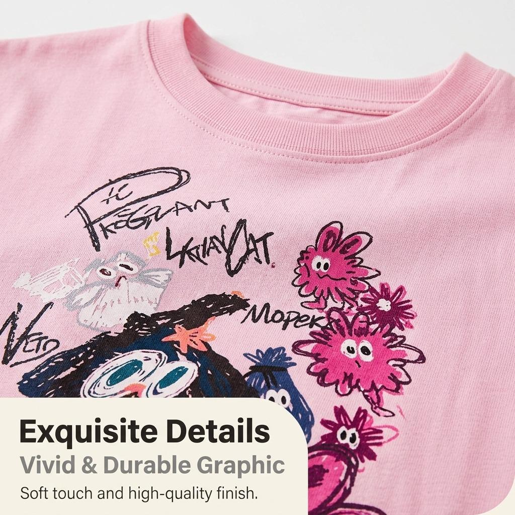 Pure Cotton Girls' Short-Sleeve Children'S Clothing Summer T-Shirt New Stylish Top For Older Girls In Summer