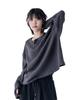 Nonbaileoseu Back Line Henley Neck Long Sleeve Charcoal