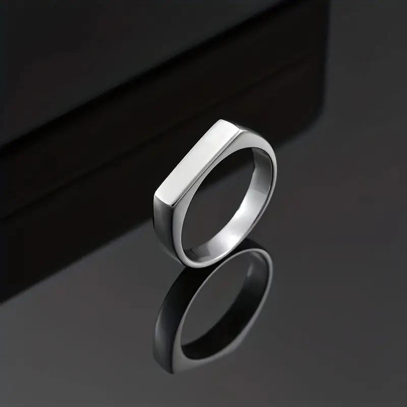 European Style Titanium Steel Ring with Engraved Graphics Logo – Electroplated Flat Stainless Steel Couple Band