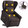 Massage Chair with Rising Function Dark Brown Fabric