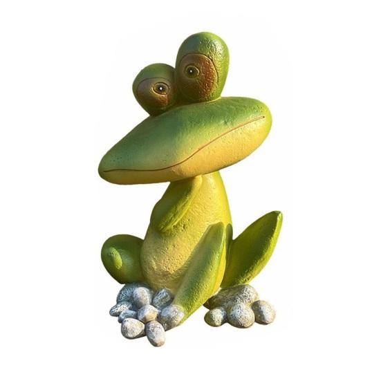 Garden Frog Statue, Cartoon Frog Figurine, Waterproof Resin Animal Sculpture for Yard Patio Lawn Decor