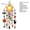 Luminous Wind Chime Halloween Ghost Chime, Glow-in-The-Dark Hanging Ornament with Pumpkin Bat Spooky Patio Decorations Spider Charms, Rustproof Metal