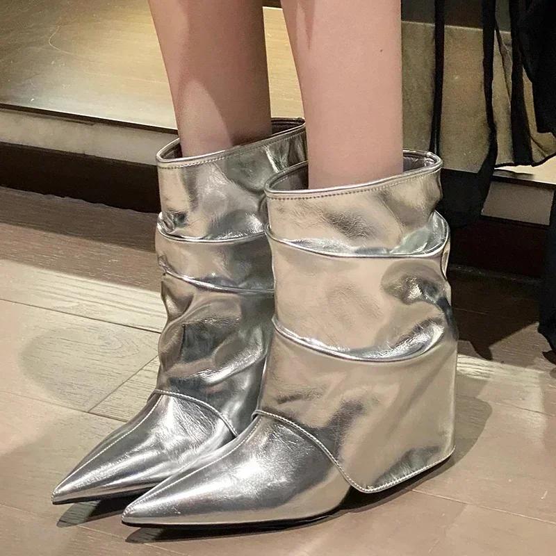 Women's Ankle Boots Sexy Pointed Toe High Heel Boots High Quality Leather Boot Designer Women's Street Fashion Boots Botas Mujer