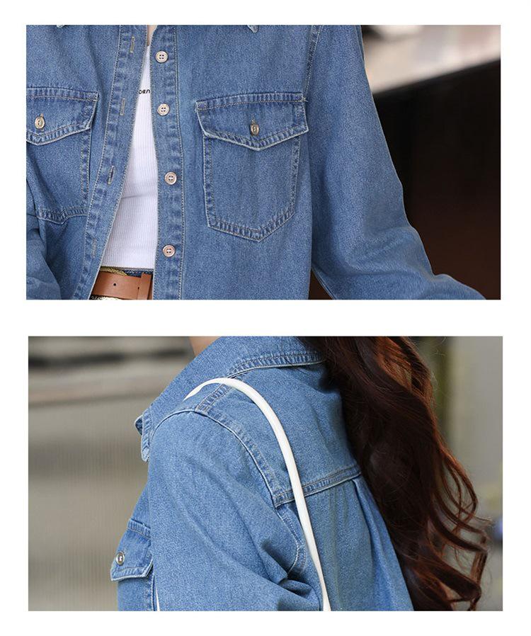 Women's 2024 High-End Retro Layered Blue Denim Shirt