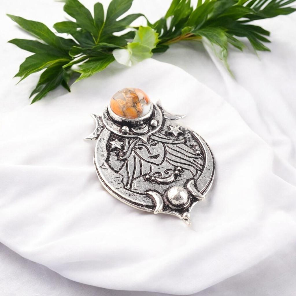 Beautiful Spiny Oyster Gemstone 925 Stamped Silver Handcrafted Jewelry Pendant CP-22-44