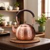 Tea Kettle with HeatResistant Handle Polished Copper Lid Elegant Pot Wrapped