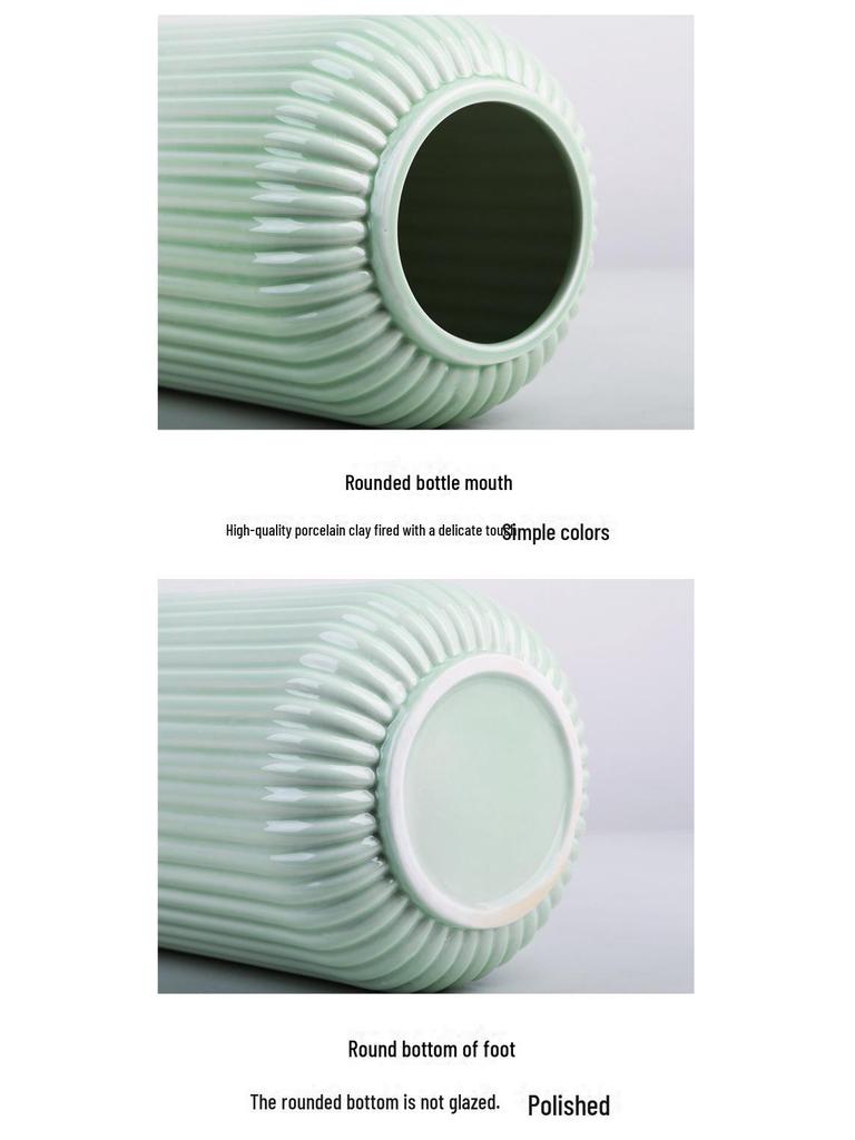 Japanese Celadon Modern Lantern Vase: Large Fine Ceramic Flower Arrangement