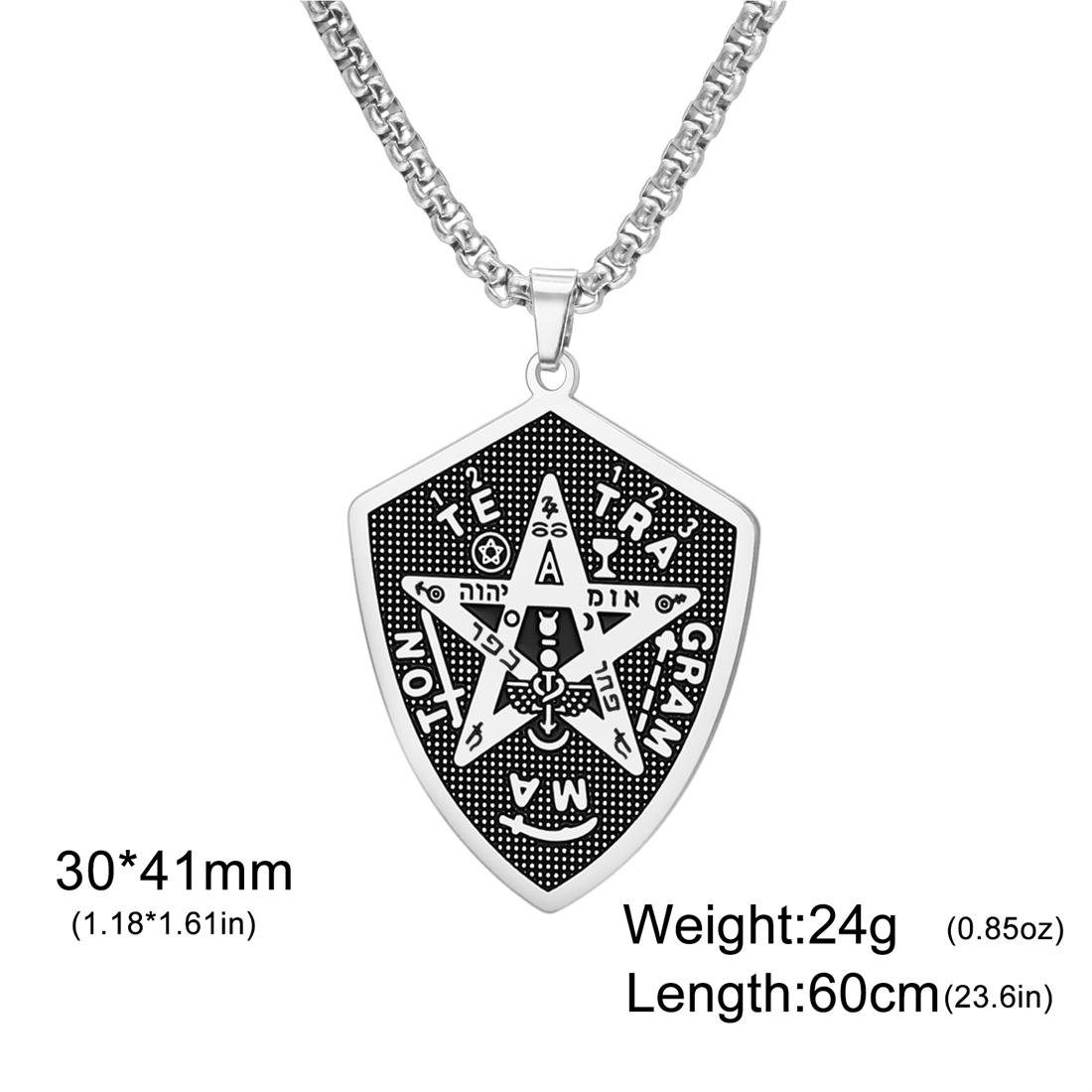 

Witchcraft Pentagram Necklace Men Stainless Steel Jewish Hebrew Tetragrammaton Necklaces Shield Solomon Amulet Jewelry