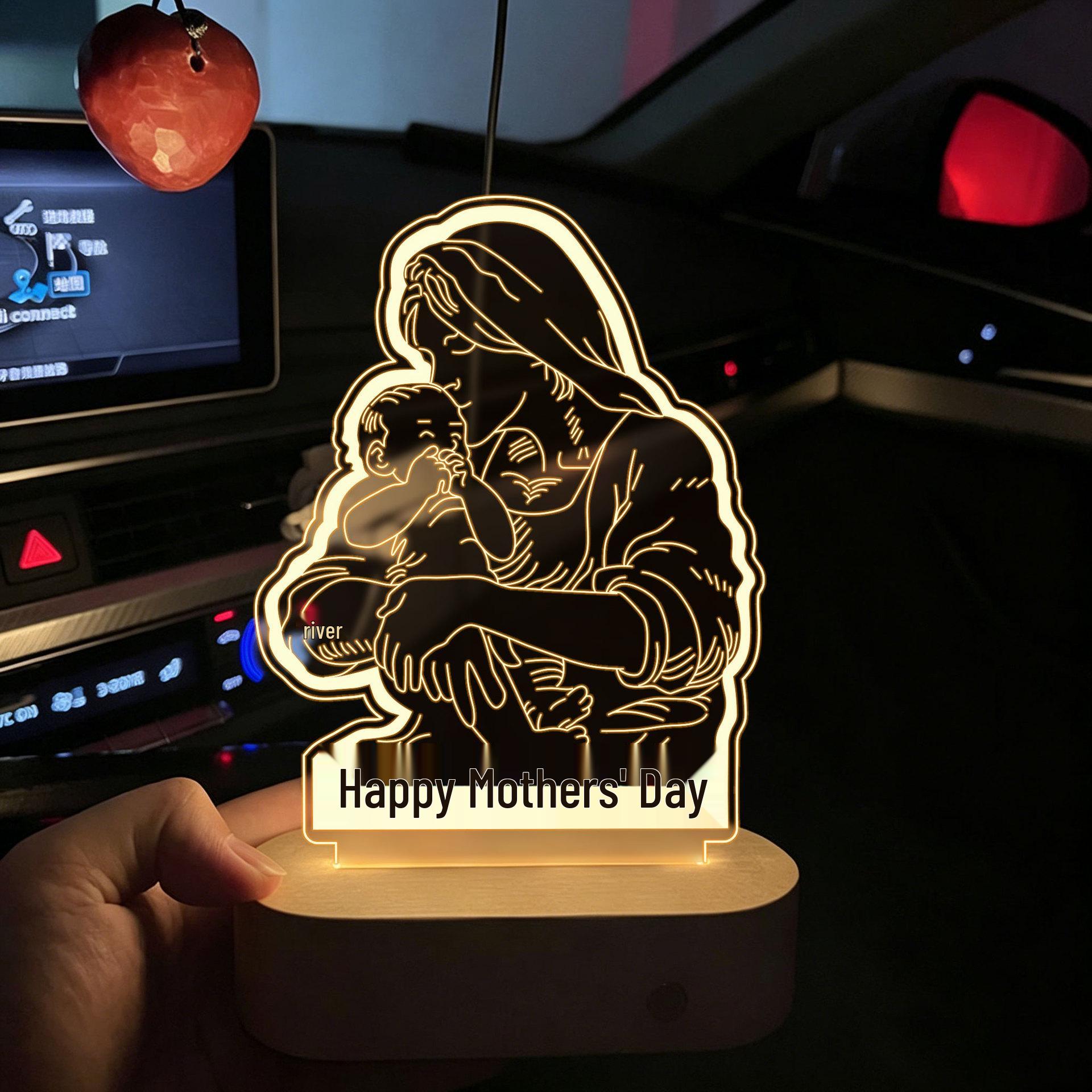 

High-End 3D Night Light: Solid Wood Ornament - Ideal Birthday or Mother s Day Gift for Girls and Best Friends USB Charging - 5mm Board [Black Gift Box]