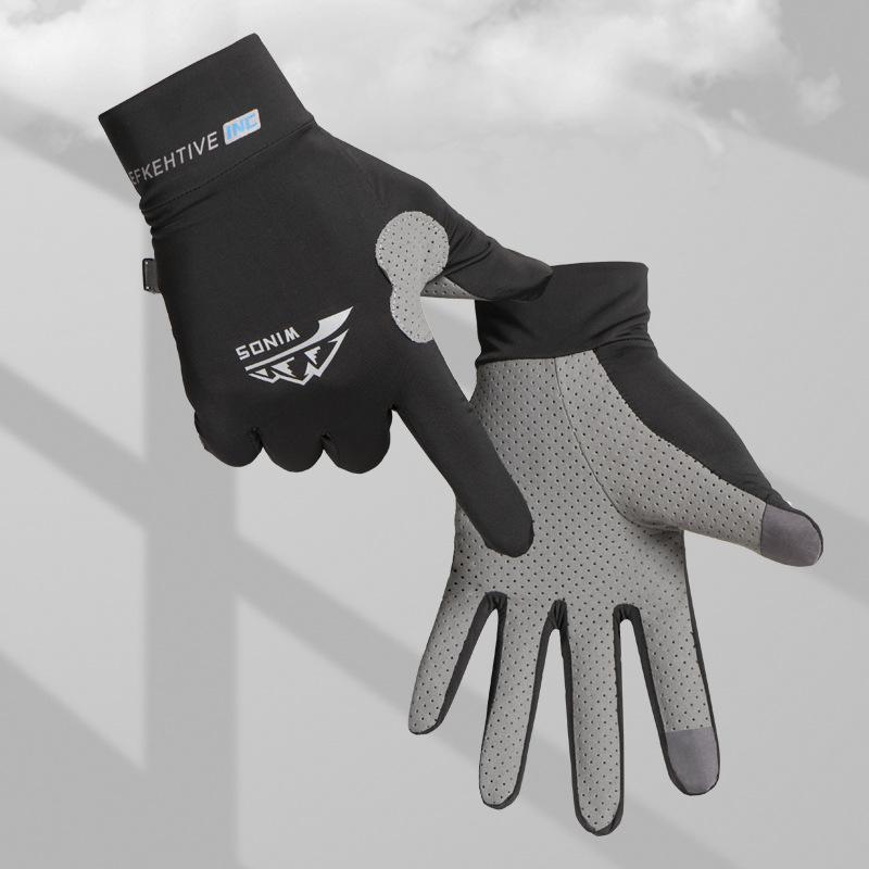 

keep warm Ice Silk Gloves Men s winter Thin Outdoor Riding Anti Slip Sunscreen Full Finger Fishing Gloves Kayak Rowing Gloves M