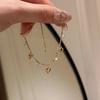 Rhinestone Heart Bracelet Bead Charm Hand Chain Elegant Gold Bracelet  Women