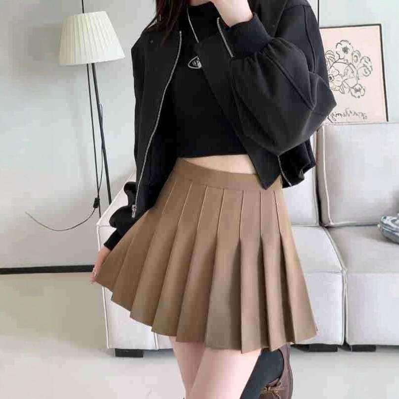 Women High Waist Pleated Skirt A-Line Mini Skirt JK College Style Student Short Skirt