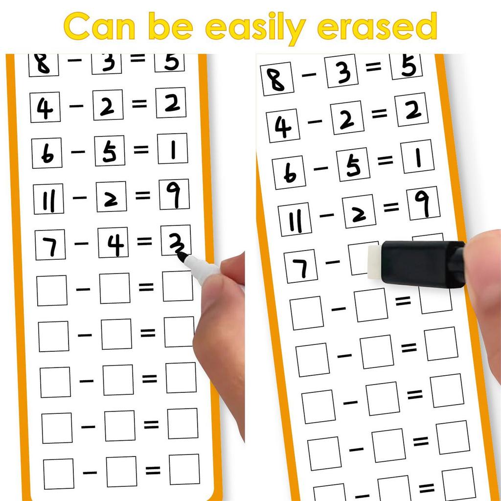 Writable Math Teaching Cards Erasable Mathematical Operations Exercise Flashcards Kid Early Learning Study Card