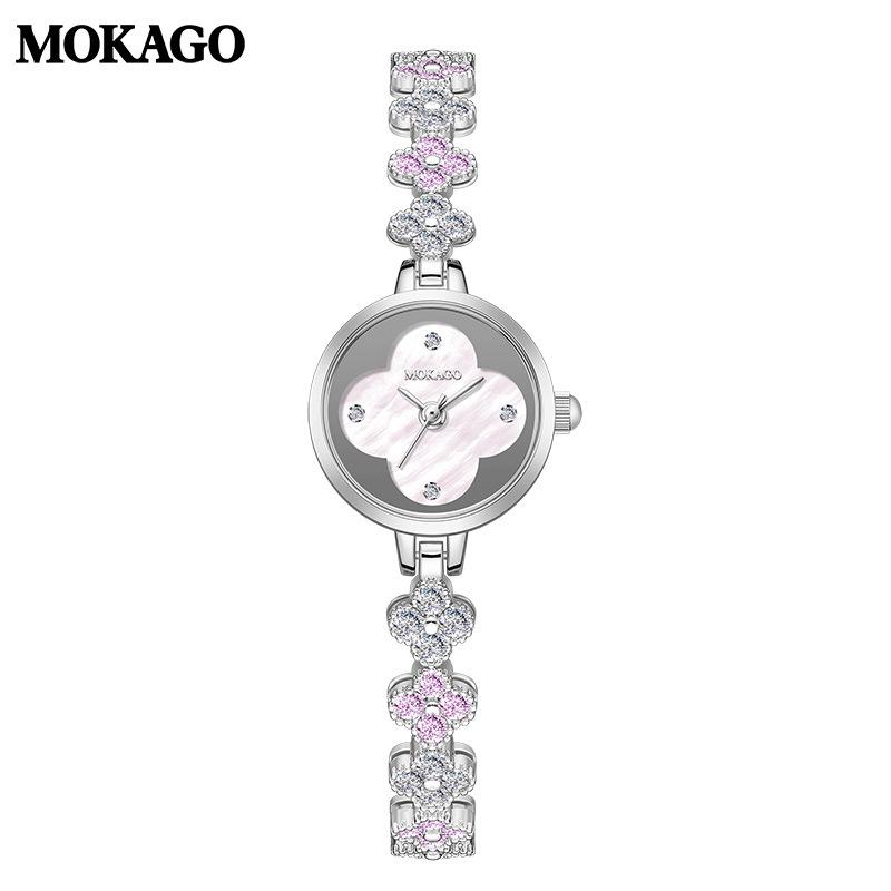 Mokaga Women's Quartz Bracelet Watch with Mother-of-Pearl, Diamonds, Bow Knot, and Waterproof Design
