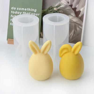 3D Süße Kaninchen-Ei Silikonform für Handgemachte Seife Kerze Harz Basteln Ostern Heimdeko Tier Gipsgussform