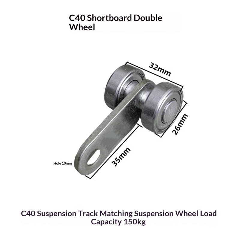 2Pcs 2 Wheel Slide Rail Pulley, Sliding Door Rail Crane C40 Suitable For 1-5/8 "Wide Channel Steel