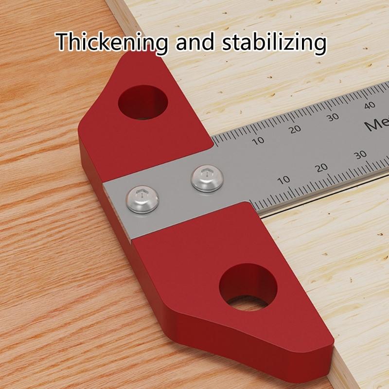 8inch/200mm Aluminum Carpenter Woodworking Tool Scribing Ruler T Square Ruler Inch Metric Measuring Ruler Layout Tool