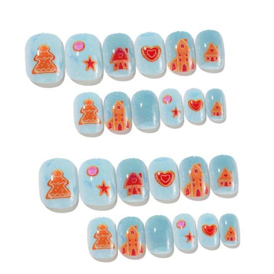 24Pcs/Set Kids Art Tips Christmas Style Extending Nails Portable Delicate Christmas Self Adhesive Nails Tips for Children