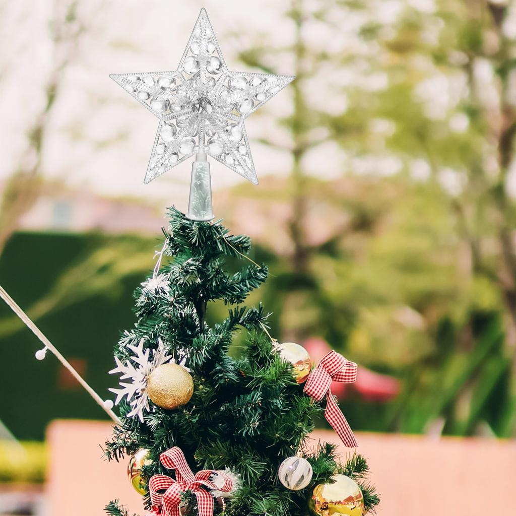 1pc Christmas Tree Topper Star Light Led Xmas Treetop Decor For Holiday Party Wedding Christmas Adornment Tree Decorations Xmas