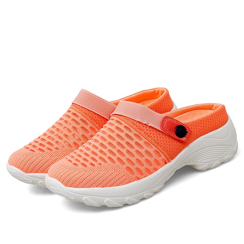 

Женские сетчатые кроссовки для ходьбы, дышащие и мягкие для весны и лета, повседневные тапочки на толстой подошве, легкие ботильоны 35 оранжевый