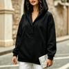 Felpa da donna casual con cappuccio e scollo a V, vestibilità larga