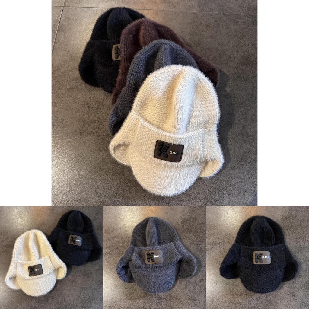 Mens Knitted English Letter Beanie With Warm Fleece Lining For Winter Sports