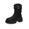 Thick-soled Martin boots women's non-slip medium boots autumn and winter new fashion belt buckle thin boots rear zipper short boots