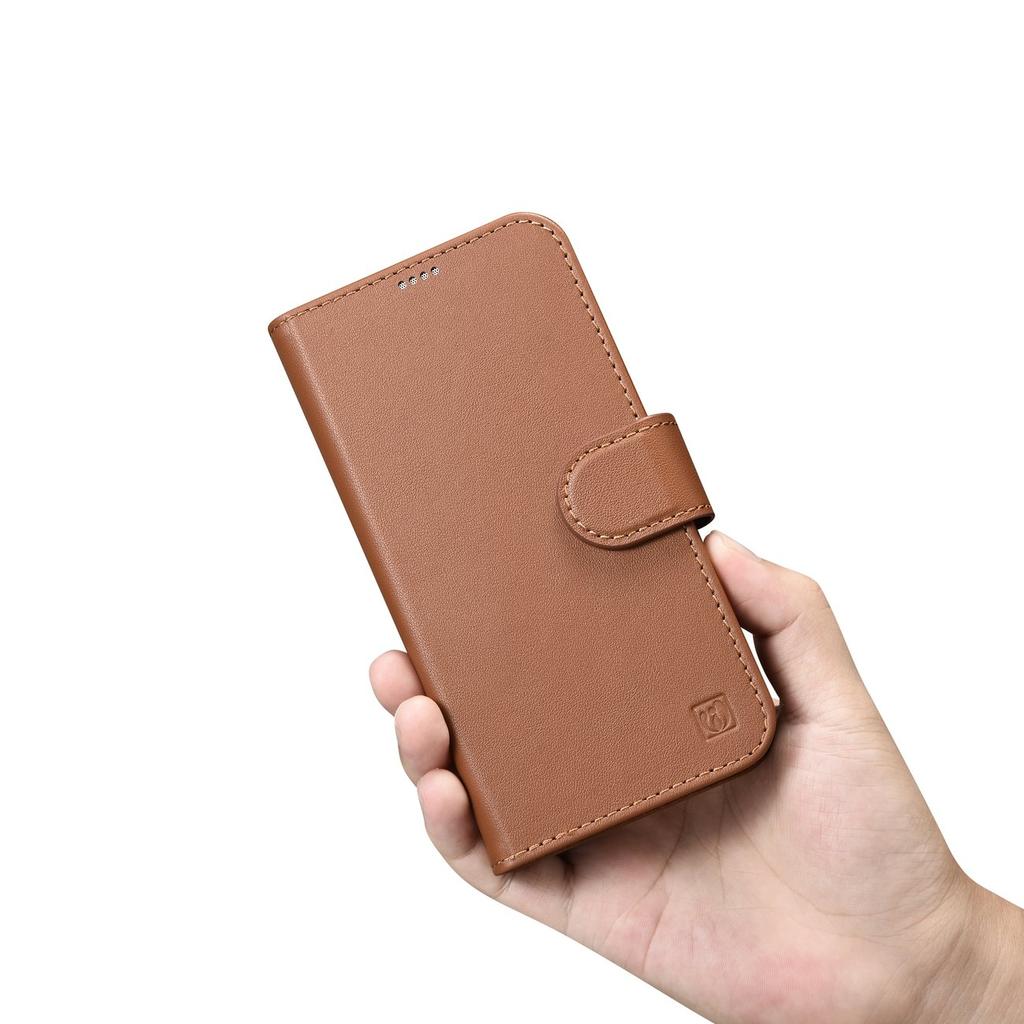 2in1 Leather Flip Case iPhone 14 Plus Anti-rfid Wallet Case Brown