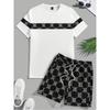 Round-neck Printed Retro Men's Suit, Two-piece Set Short-sleeved Shirt, Comfortable And Breathable Suit