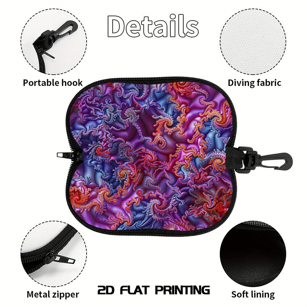 2D-Abstract Colorful Fractal Swirl Pattern Sunglasses Case, Protective Zipper Eyeglasses Holder, Portable Travel Eyewear Pouch for Women Men Gift