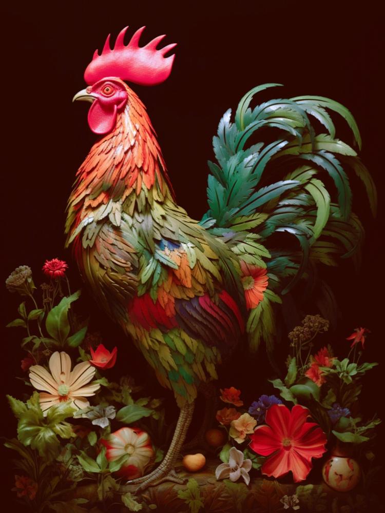 5D Diamond Painted Rooster Full Circle Square Diamond Mosaic Home Decoration DIY Handmade Home Living Room Decoration