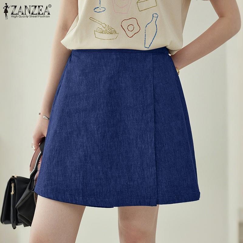 ZANZEA Womens Summer Solid Color Casual Culottes Shorts
