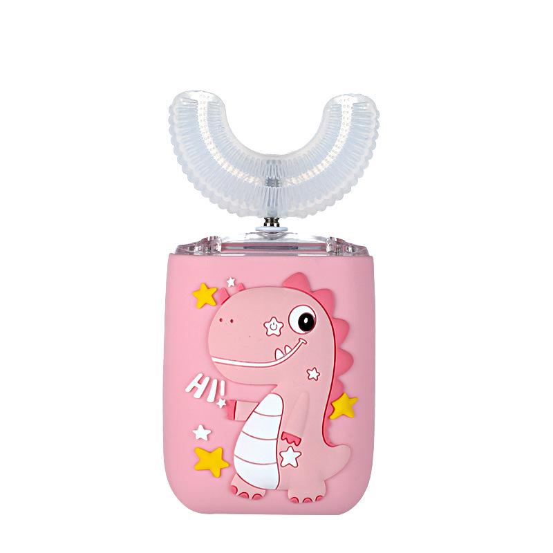 

Детская электрическая зубная щетка U-образной формы с зарядкой через USB и силиконовыми щетинками - очаровательный дизайн с мультяшными динозаврами и русалкой Ages 2-6