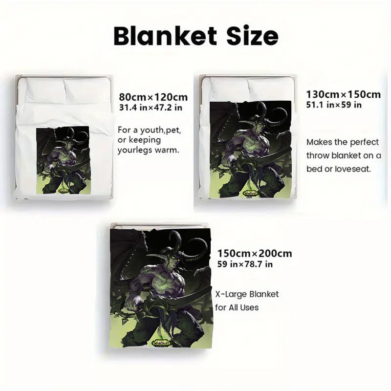Illidan Leader of the Night Elves 2D Flat Pattern Flannel Blanket High quality All Seasons Warmth and Comfort Perfect for Christmas Gifts.DMT0925504