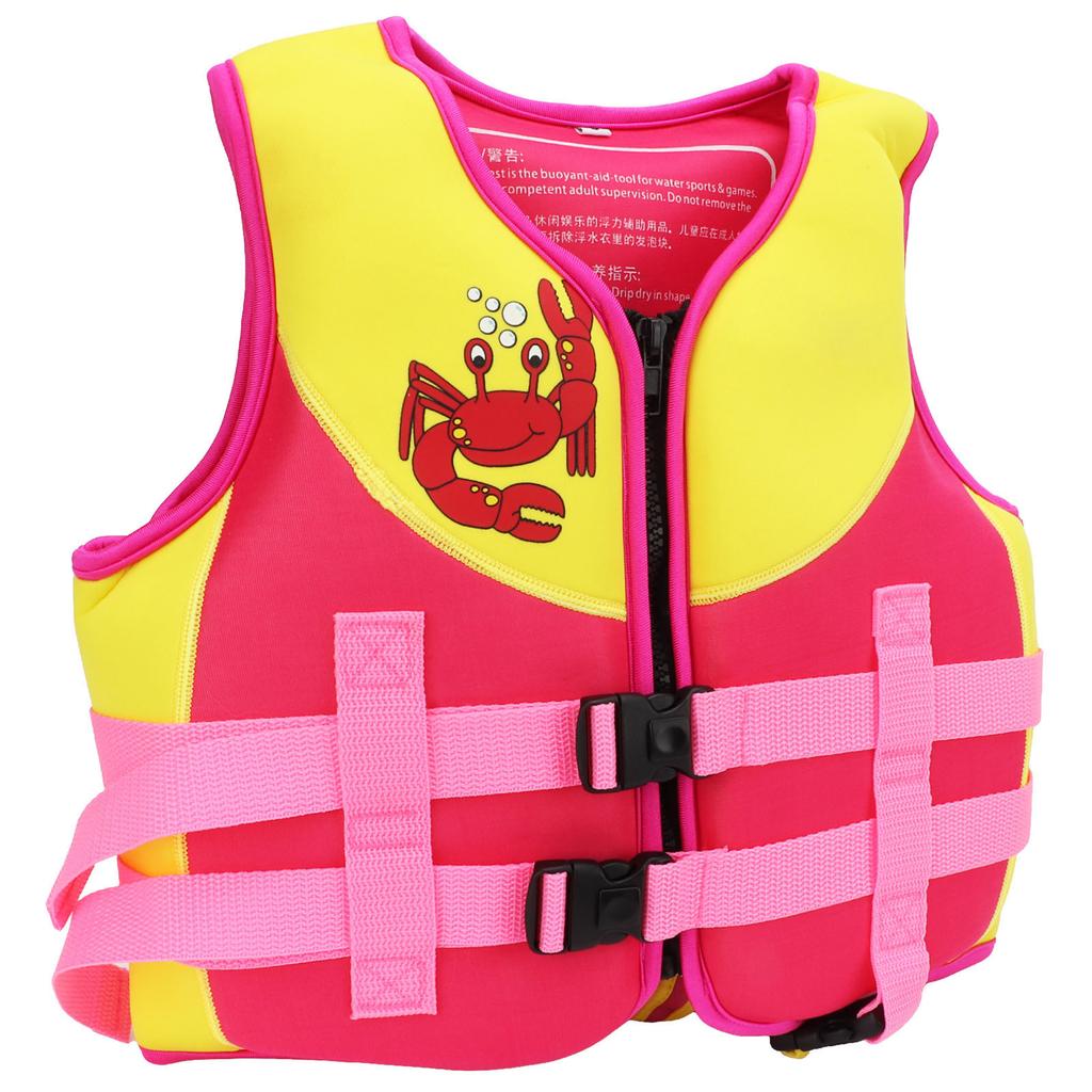 Kids Swim Vest Pink Regulable Strap Widened Waistband Balancing Fins Safety Buckle Child Swimming Jacket for Paddling S