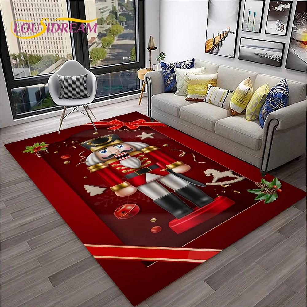 Nutcracker Christmas Tree Cartoon Fairy Tales Carpet Rug for Home Living Room Bedroom Sofa Doormat Decor,kids Non-slip Floor Mat