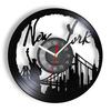 Relógio de Parede de Nova York NY Ponte do Brooklyn Arte de Parede Relógio de Parede Vintage de Disco de Vinil Paisagem Urbana dos EUA Presente de Viagem Relógio Decorativo de Vinil